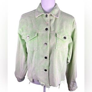 POL | Anthropologie | Lime Green Distressed Corduroy Jacket